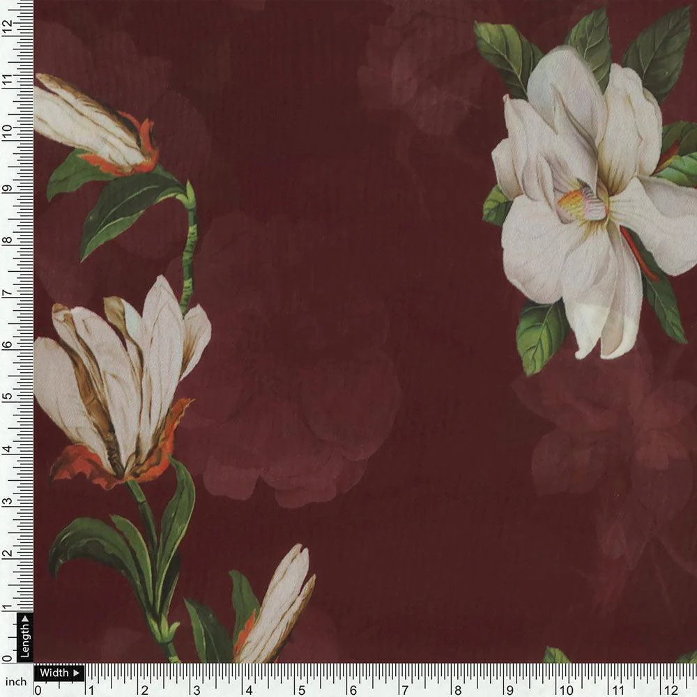 Big White Flower Repeat Digital Printed Fabric - Weightless - Image 4
