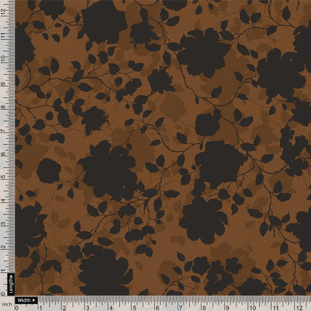 Black And Rustic Look Flower Digital Printed Fabric - Image 4