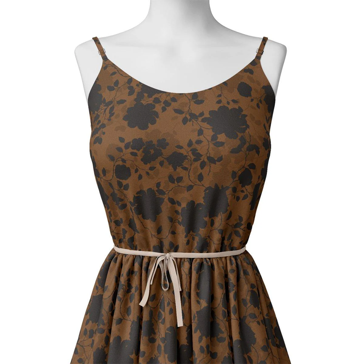 Black And Rustic Look Flower Digital Printed Fabric - Kora Silk - Image 2