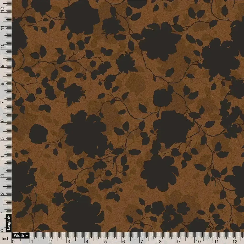 Black And Rustic Look Flower Digital Printed Fabric - Muslin - Image 4