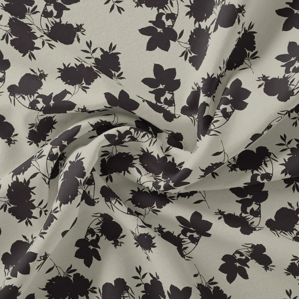 Black Floral Flower Digital Printed Fabric - Image 3