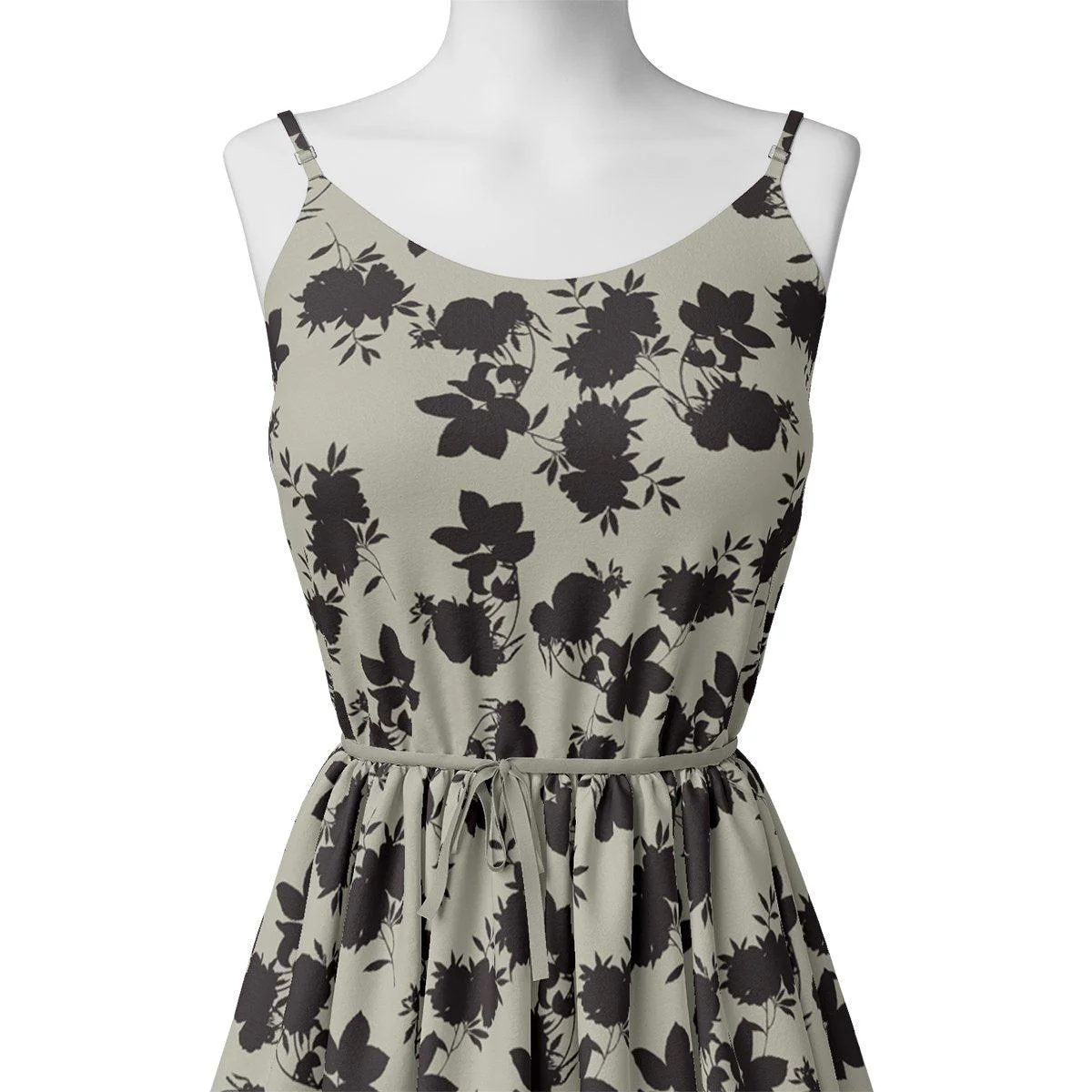 Black Floral Flower Digital Printed Fabric - Rayon - Image 2
