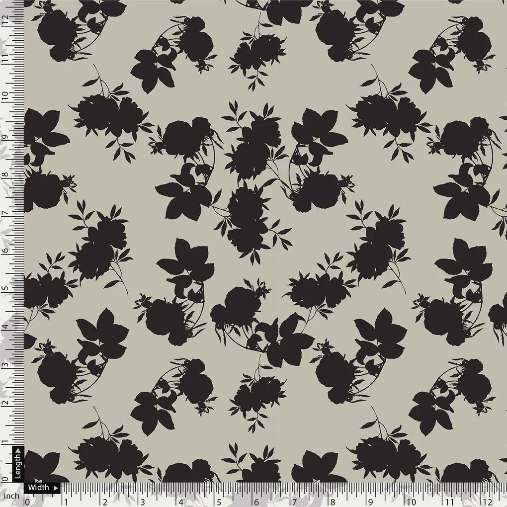 Black Floral Flower Digital Printed Fabric - Weightless - Image 4