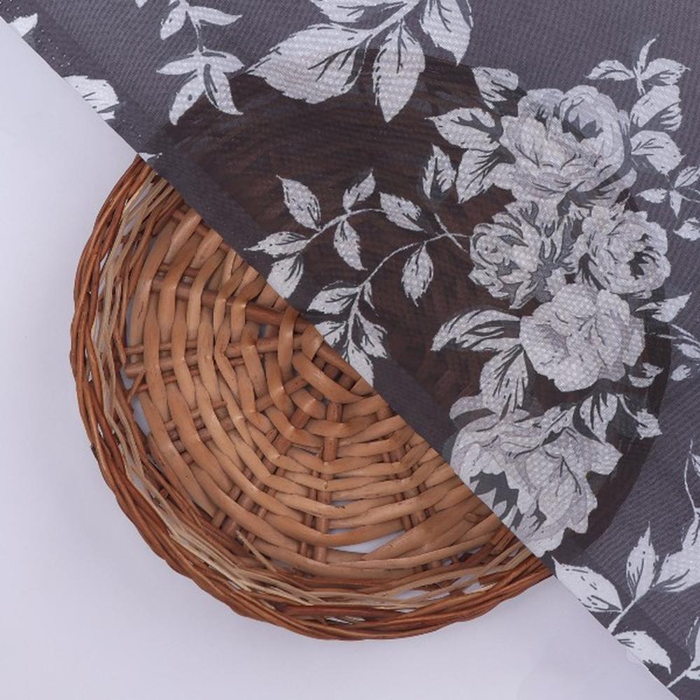 Black Floral Printed Organza Fabric - Image 3