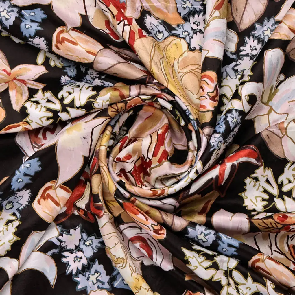 Black Floral Fabric - Image 2