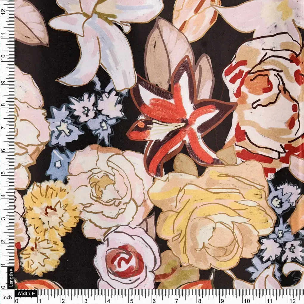 Black Floral Fabric - Image 4