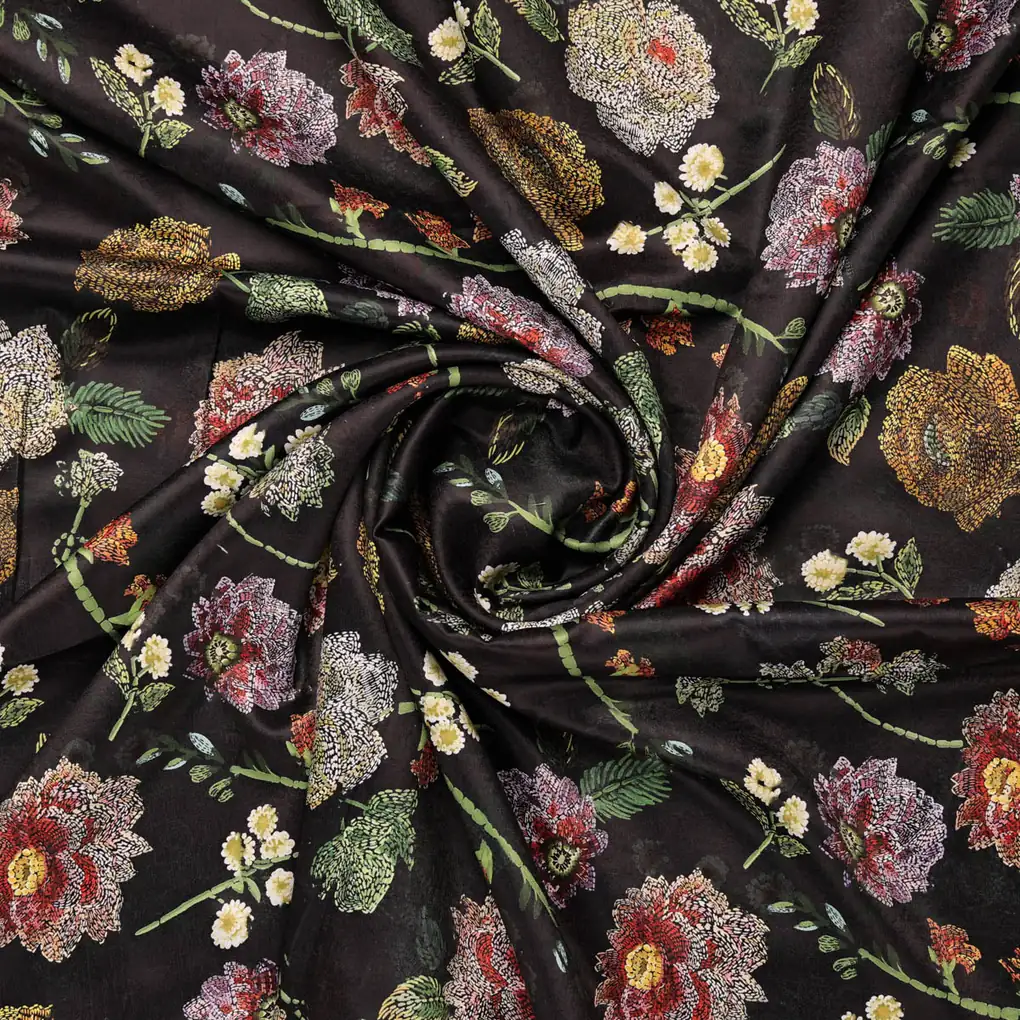 Black Floral Fabric - Image 2