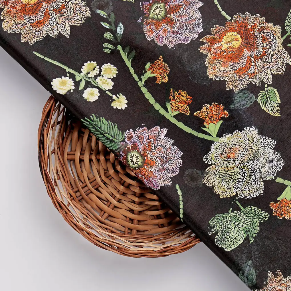 Black Floral Fabric - Image 3
