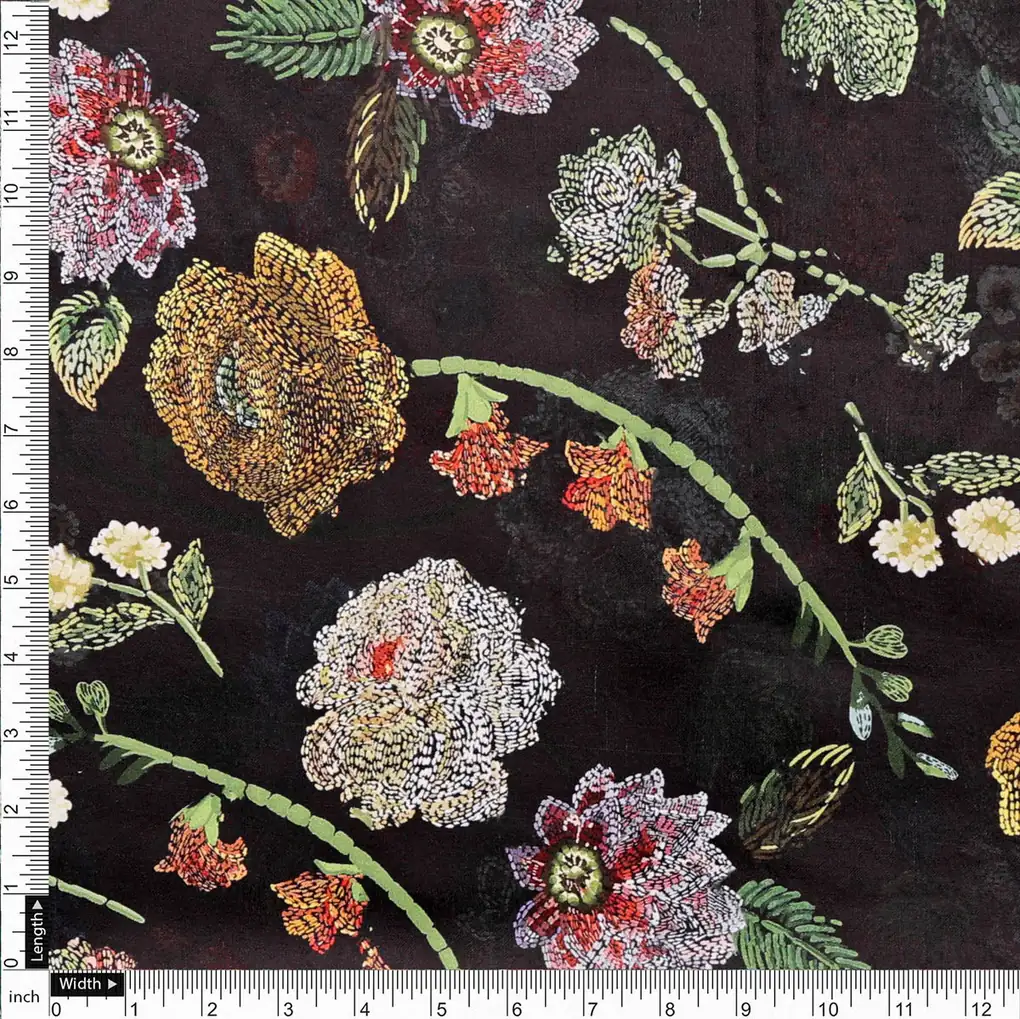 Black Floral Fabric - Image 4