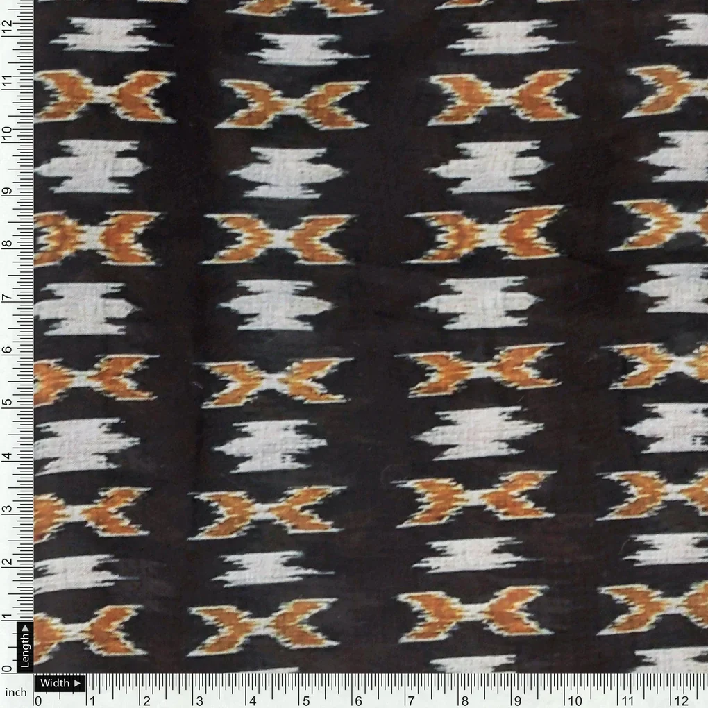 Black Ikat Digital Printed Muslin Fabric - Image 4
