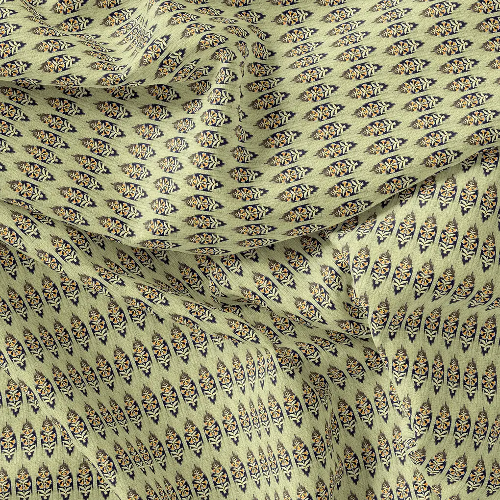 Burgundy Grey Ikat Pure Cotton Printed Fabric Material - Image 4