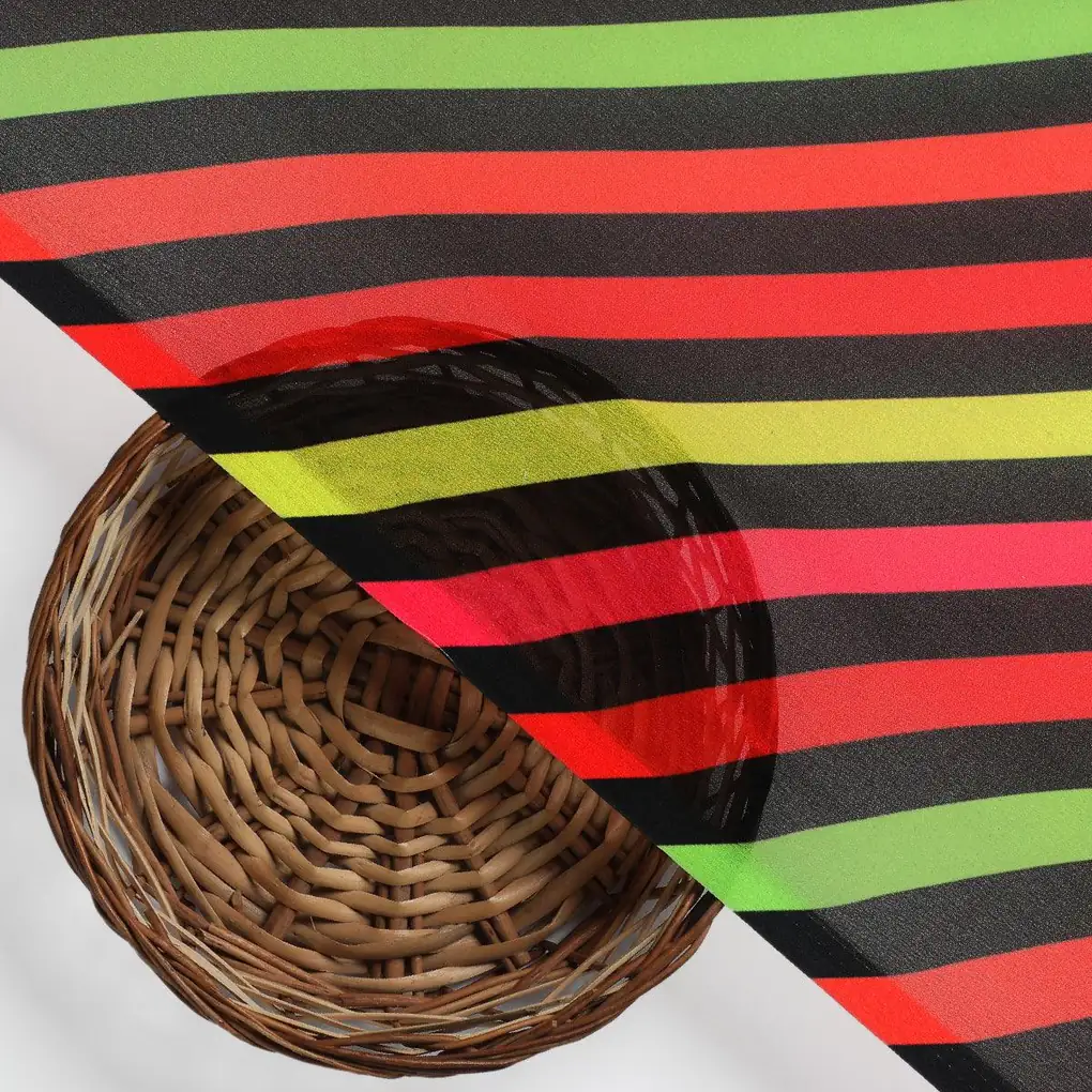 Black Regimental Strips Weightless Printed Fabric - Image 2