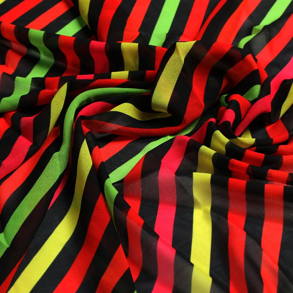 Black Regimental Strips Weightless Printed Fabric - Image 3