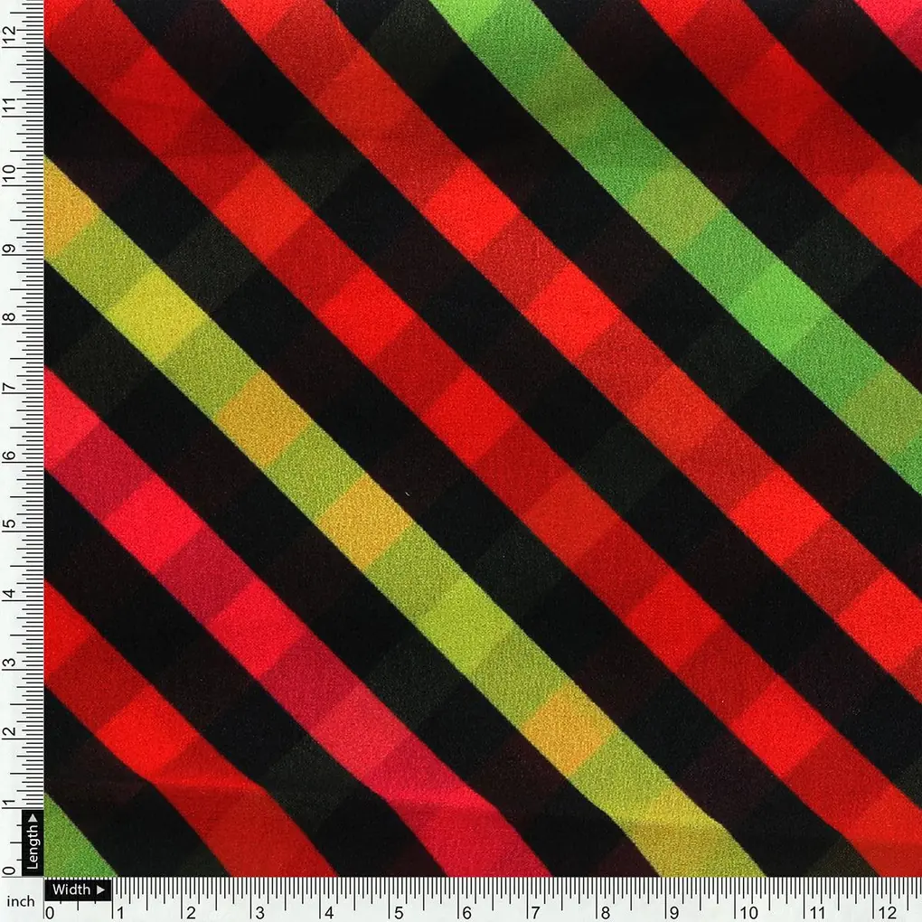 Black Regimental Strips Weightless Printed Fabric - Image 4
