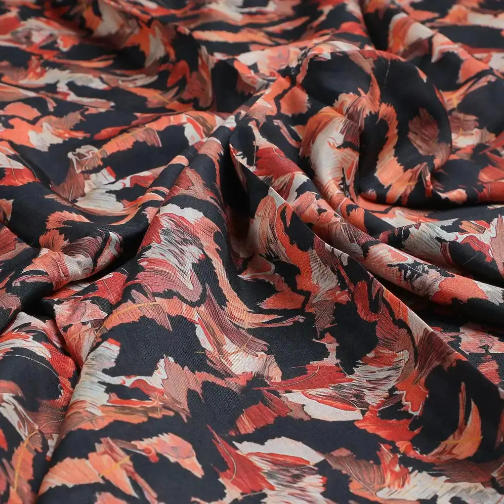 Black Watercolor Printed Pure Muslin Fabric - Image 3