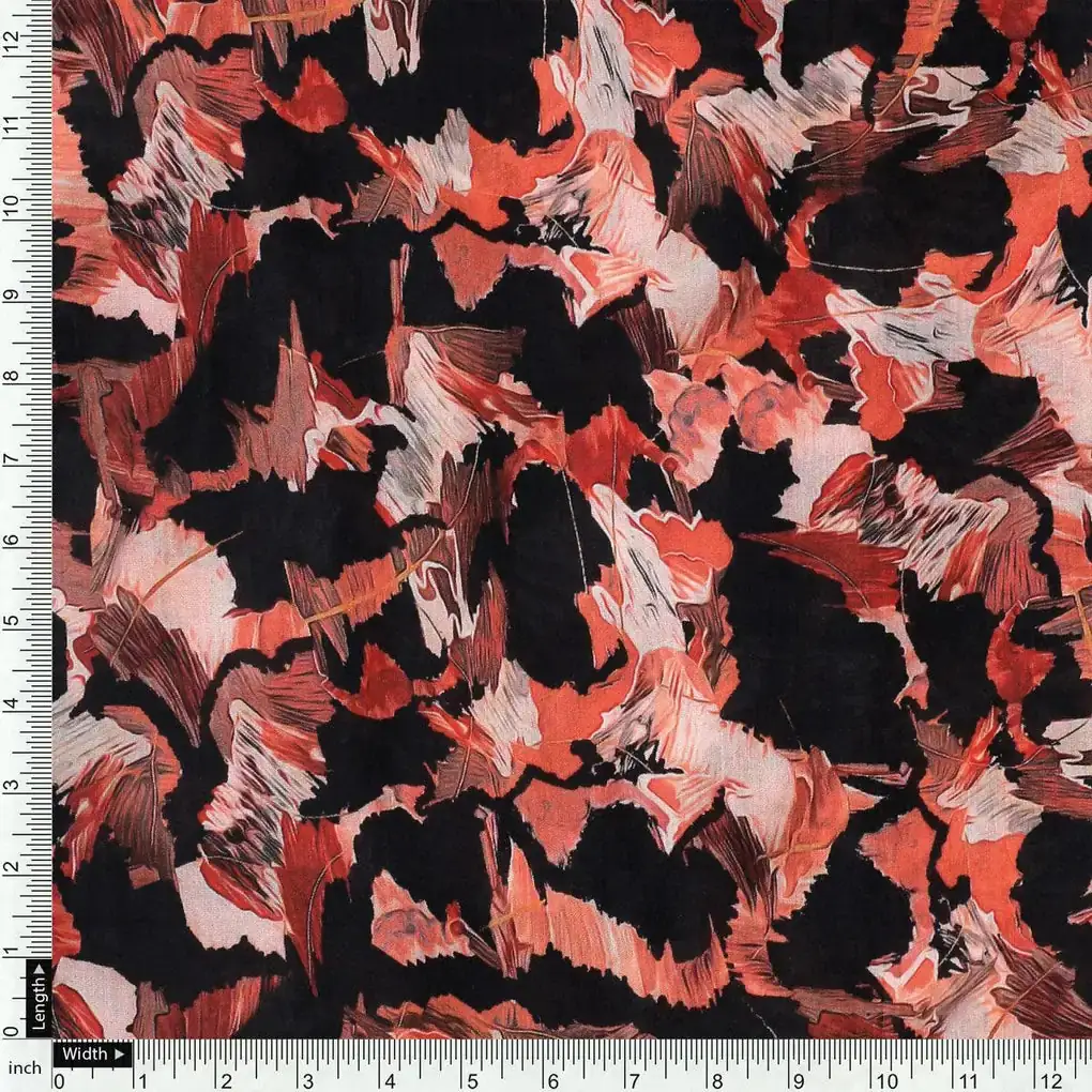 Black Watercolor Printed Pure Muslin Fabric - Image 4