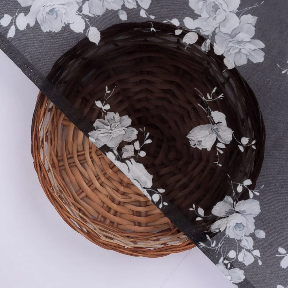 Black & White Floral Organza Fabric - Image 3