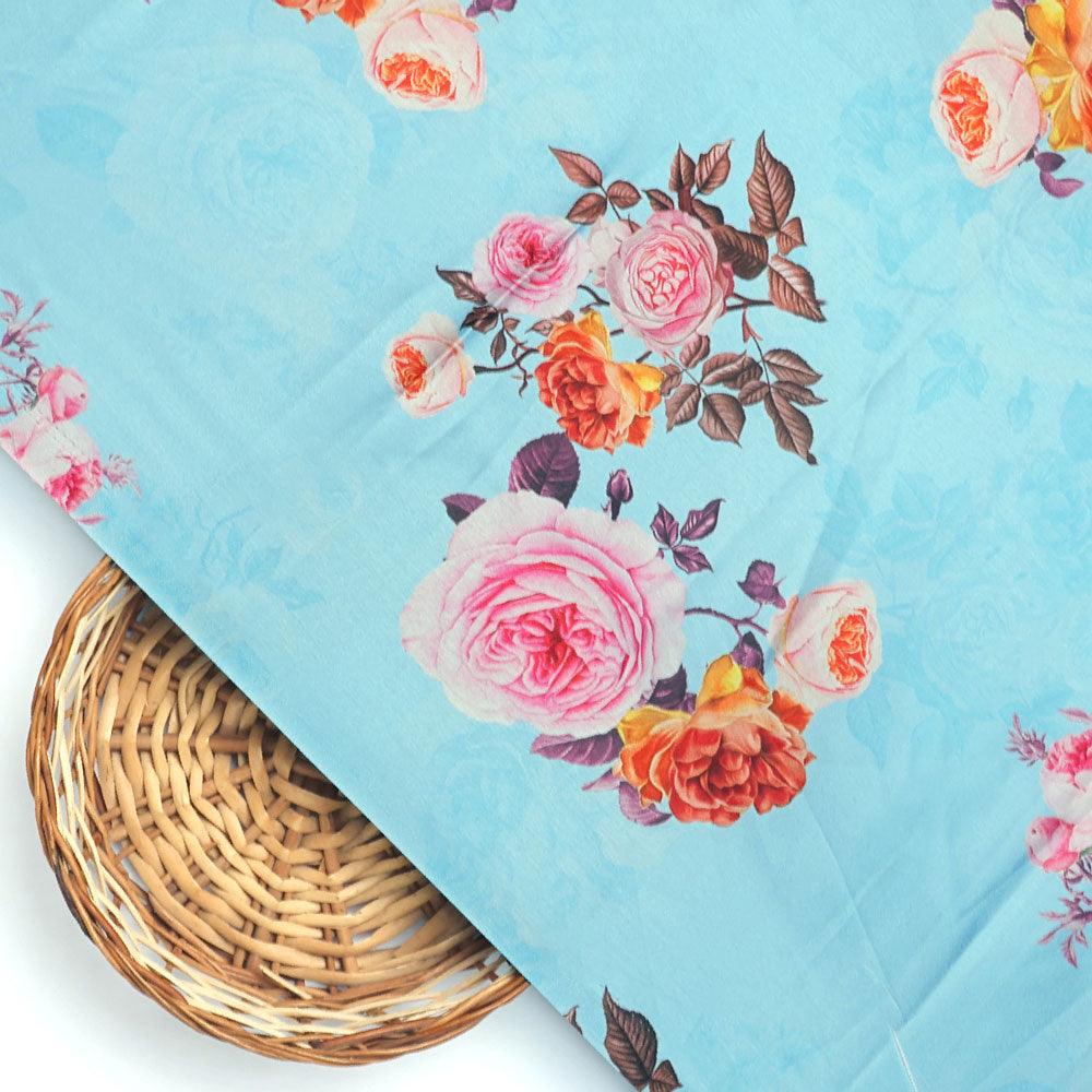 Blissful Pink Roses Digital Printed Fabric - Japan Satin - Image 3