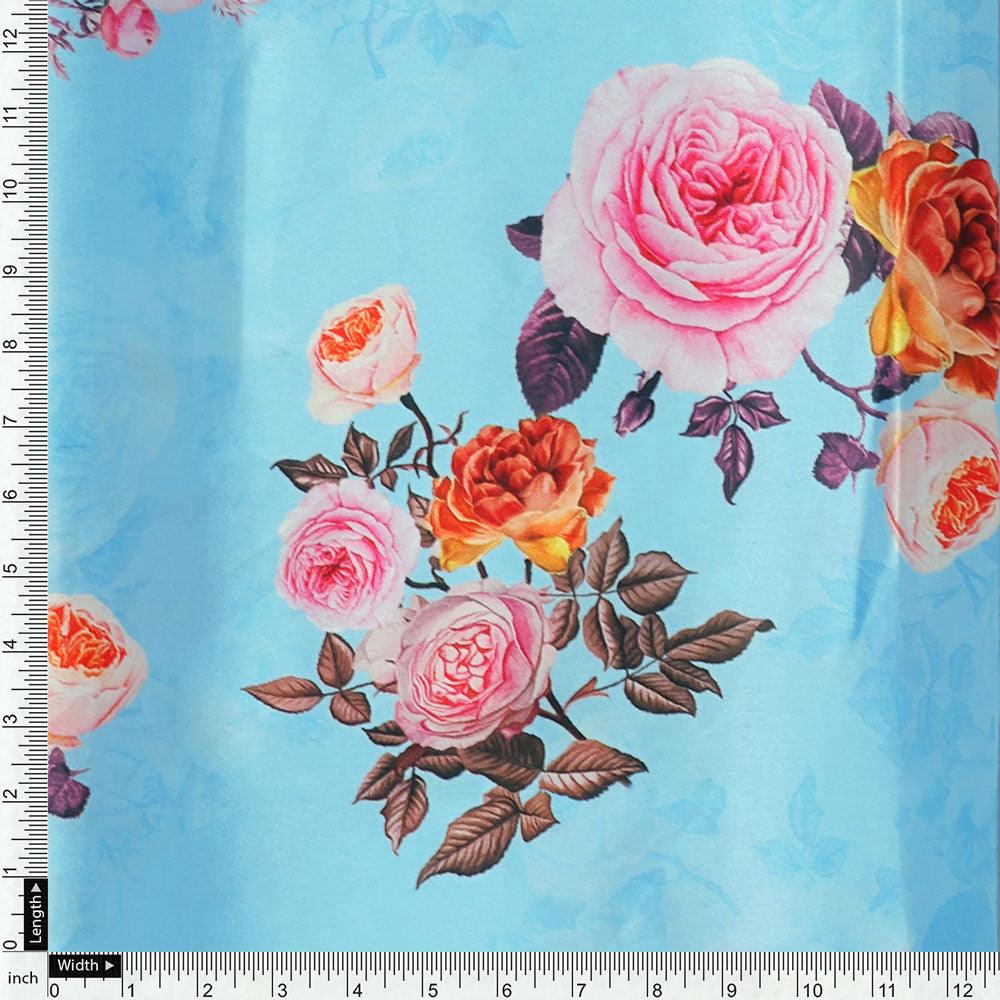 Blissful Pink Roses Digital Printed Fabric - Japan Satin - Image 4