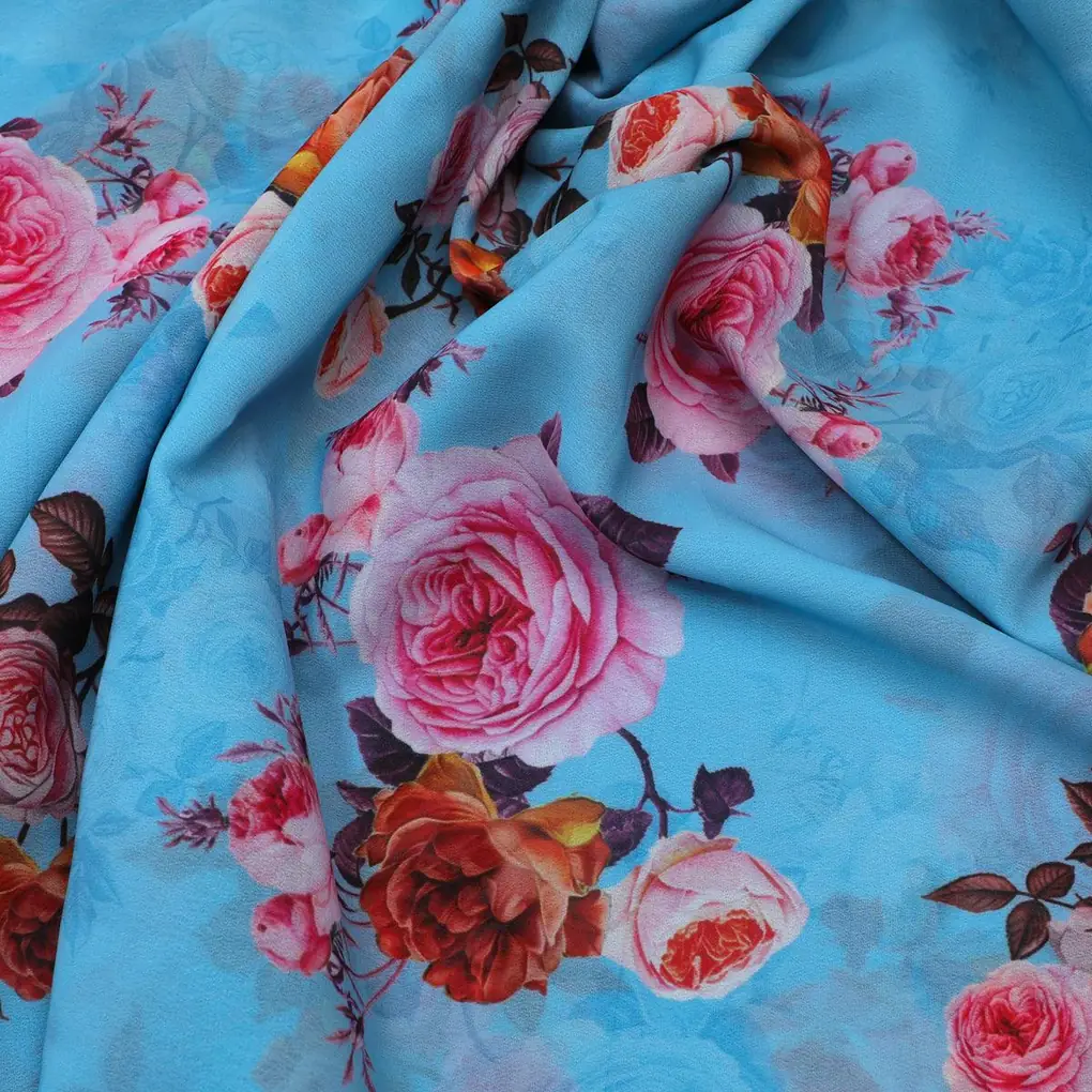 Blissful Pink Roses Digital Printed Fabric - Weightless - Image 3