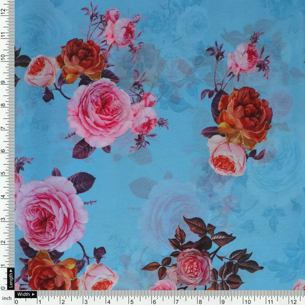 Blissful Pink Roses Digital Printed Fabric - Weightless - Image 4