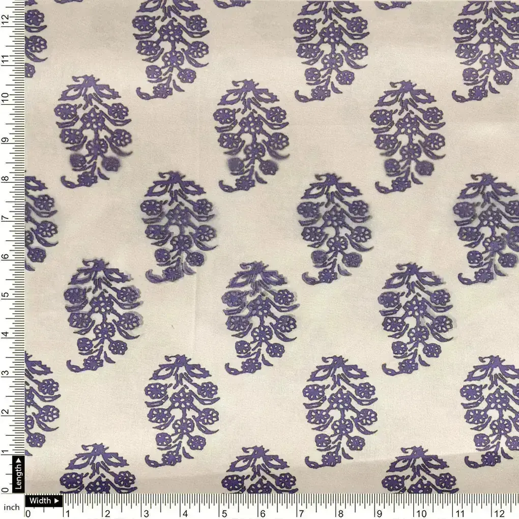 Block Print Motif Digital Printed Fabric - Japan Satin - Image 4