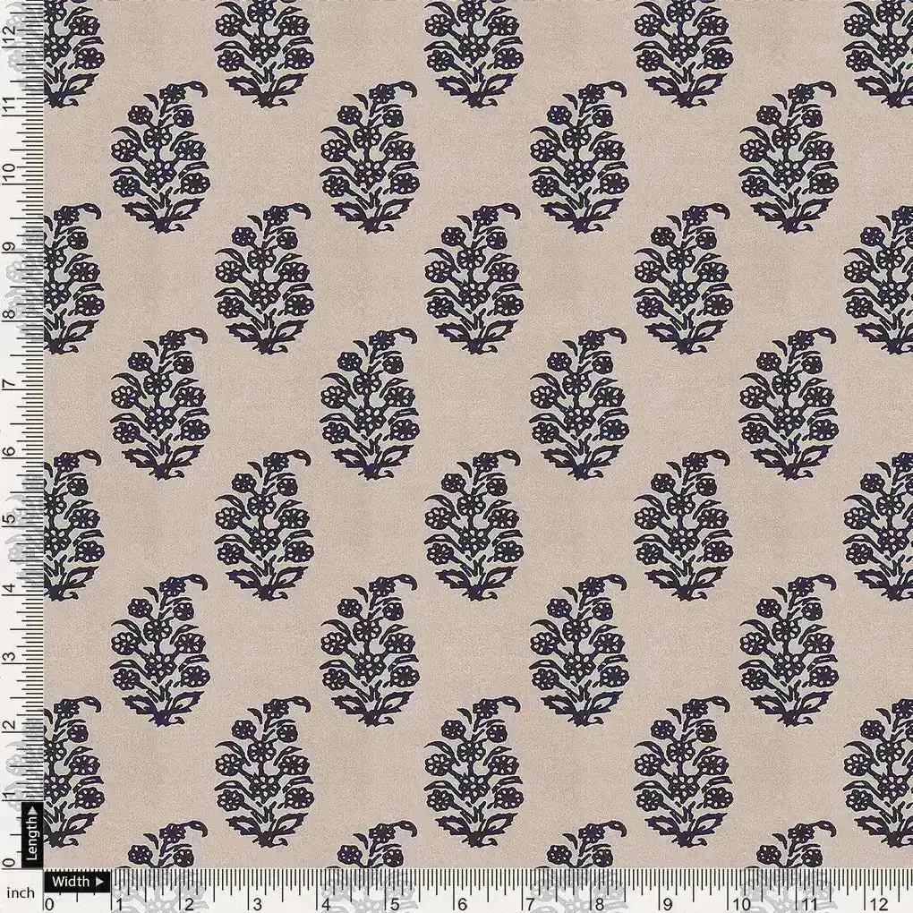 Block Print Motif Digital Printed Fabric - Kora Silk - Image 4