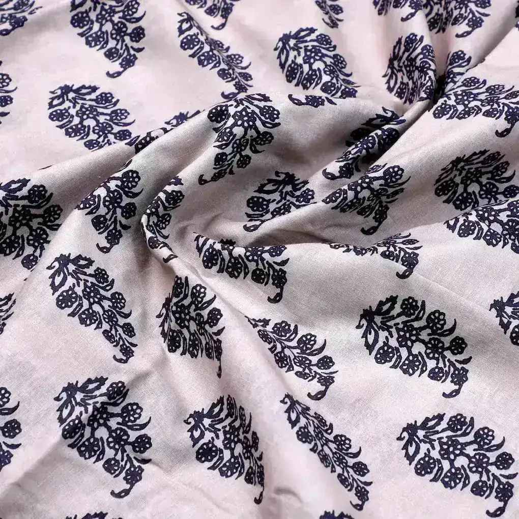 Block Print Motif Digital Printed Fabric - Pure Cotton - Image 3