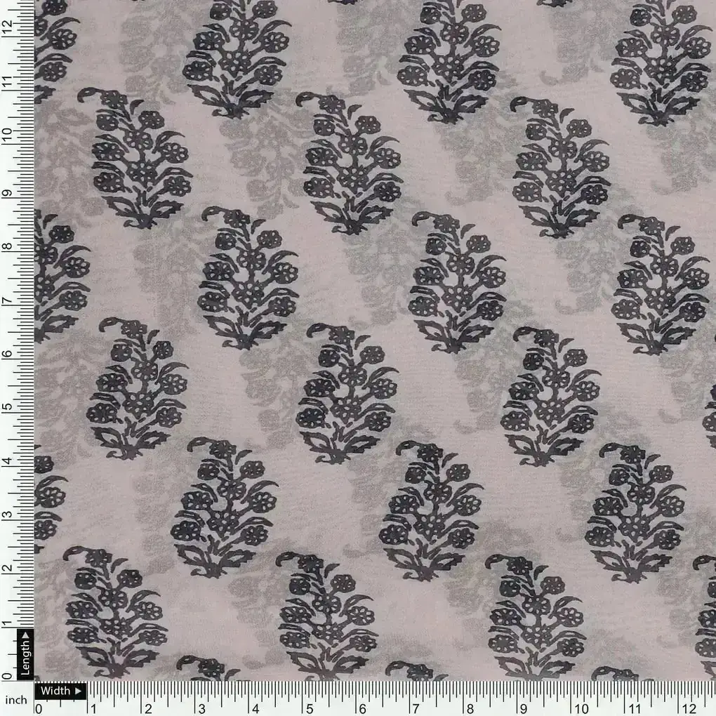 Block Print Motif Digital Printed Fabric - Pure Georgette - Image 4