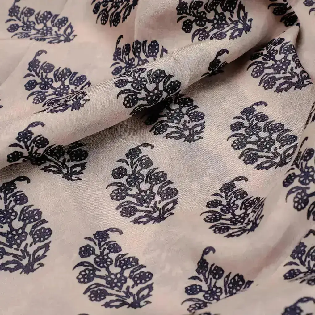 Block Print Motif Digital Printed Fabric - Pure Muslin - Image 3