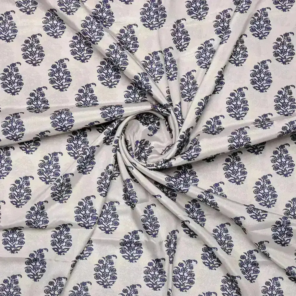 Block Print Motif Digital Printed Fabric - Crepe - Image 2