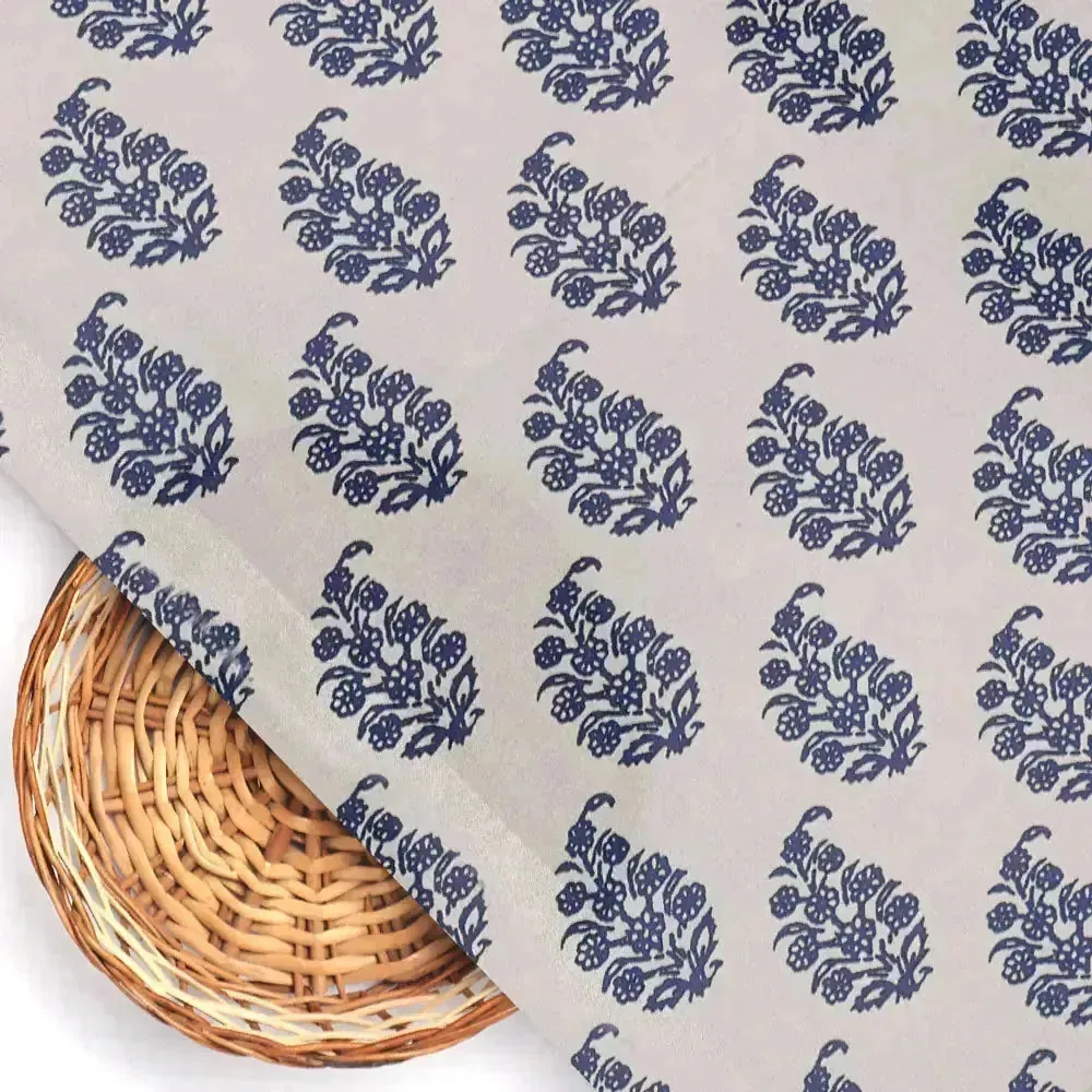 Block Print Motif Digital Printed Fabric - Crepe - Image 3