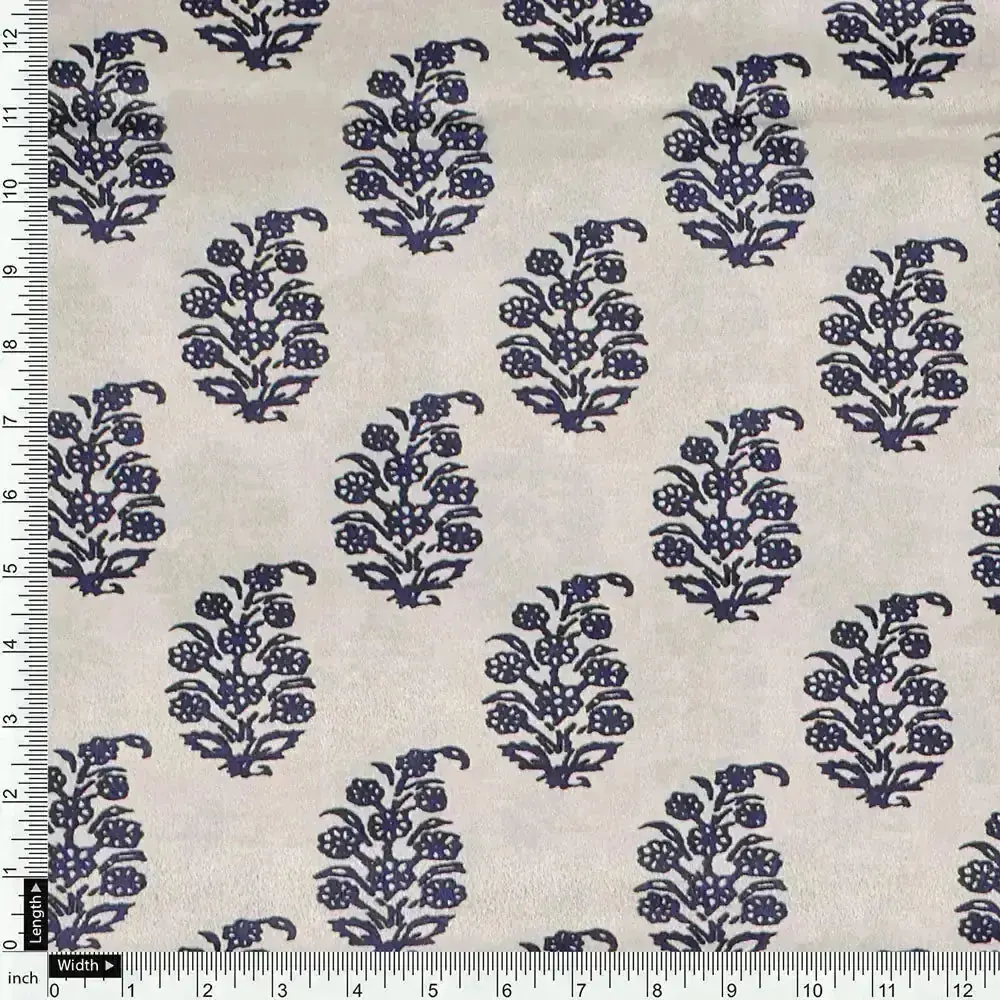 Block Print Motif Digital Printed Fabric - Crepe - Image 4