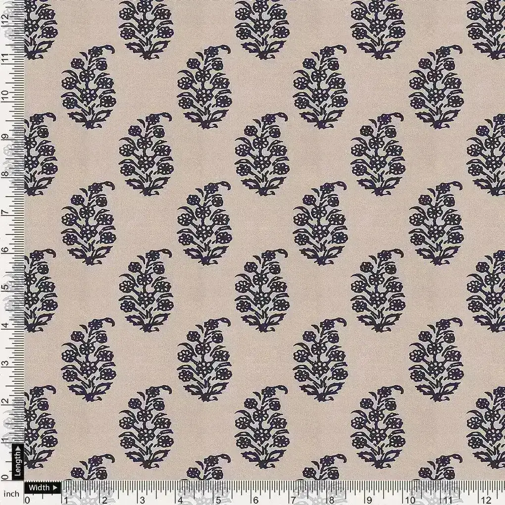 Block Print Motif Digital Printed Fabric - Tusser Silk - Image 4