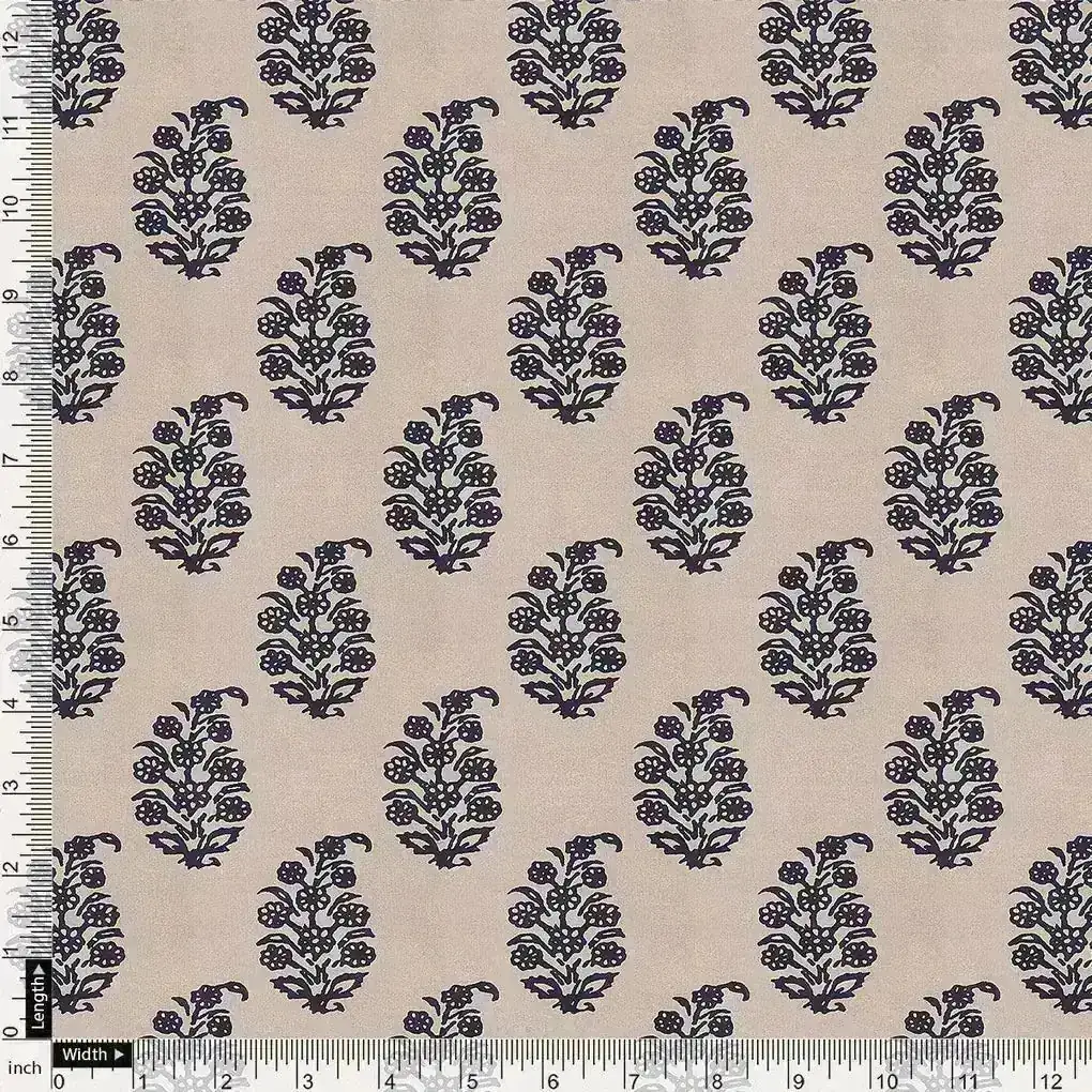 Block Print Motif Digital Printed Fabric - Upada Silk - Image 4