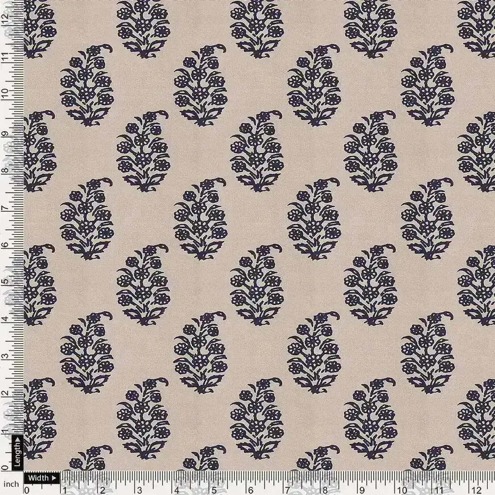 Block Print Motif Digital Printed Fabric - Weightless - Image 4