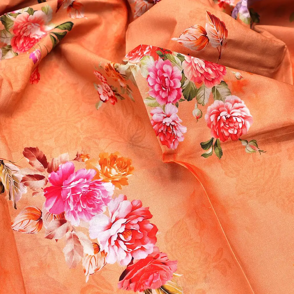 Bloom Pink Forest Flower Digital Printed Fabric - Pure Cotton - Image 3
