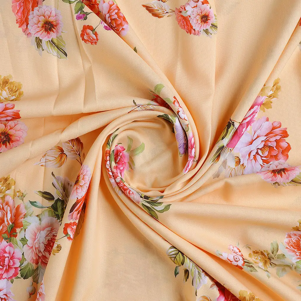 Bloom Pink Forest Flower Digital Printed Fabric - Rayon - Image 2