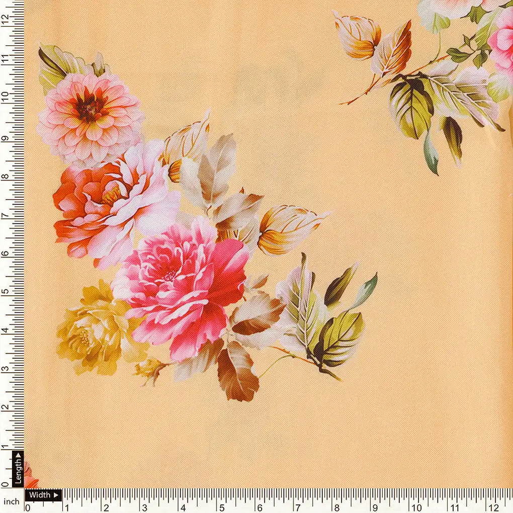 Bloom Pink Forest Flower Digital Printed Fabric - Rayon - Image 4