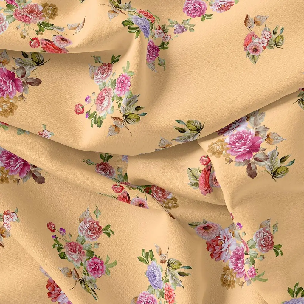 Bloom Pink Forest Flower Digital Printed Fabric - Crepe - Image 3