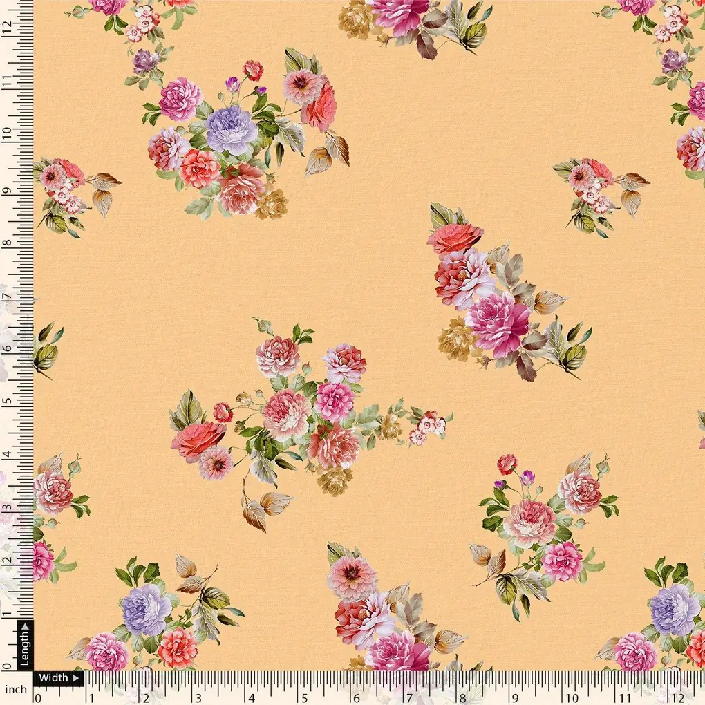 Bloom Pink Forest Flower Digital Printed Fabric - Crepe - Image 4