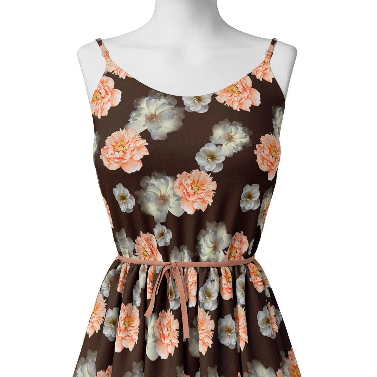 Blooming Orange Roses With Grey Digital Printed Fabric - Japan Satin - Image 2