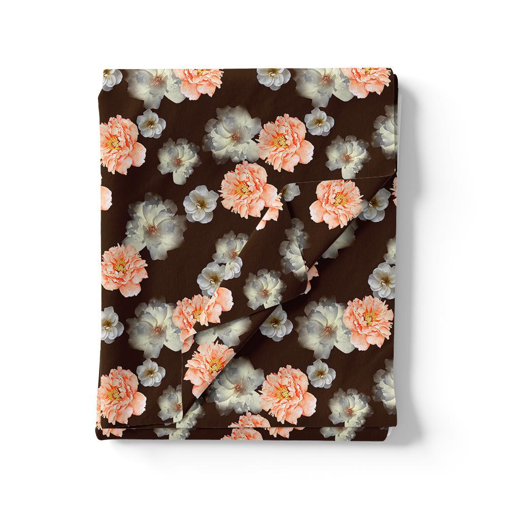 Blooming Orange Roses With Grey Digital Printed Fabric - Poly Muslin - Image 3