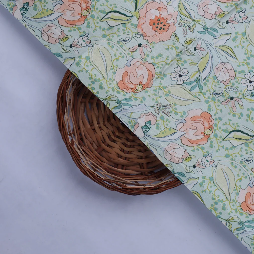 Blooming Peonies in Pastel Paradise Japan Satin Fabric - Image 2