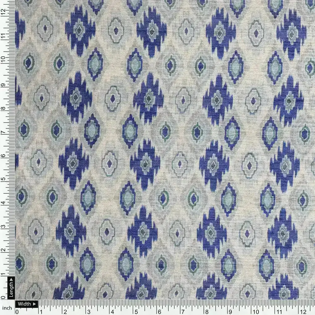 Blue and Cream Ajrak Digital Printed Fabrics - Image 4