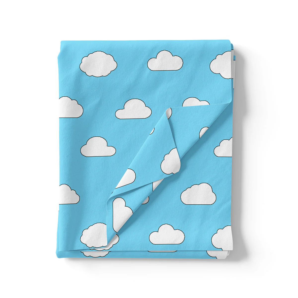 Blue and White Cloud Print Muslin Fabric for Kids - Image 2