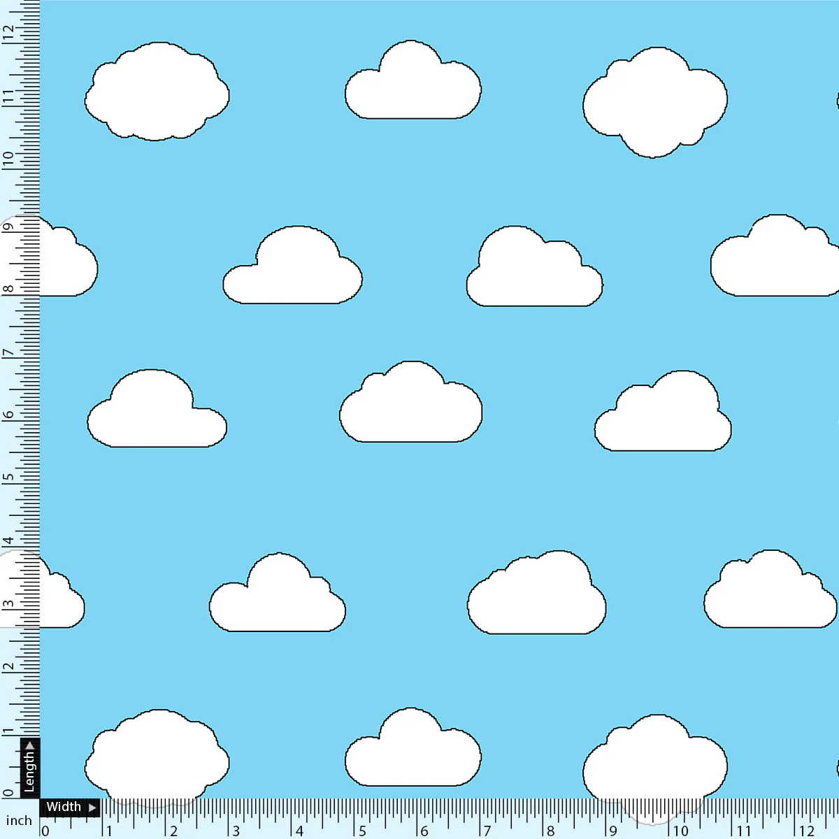 Blue and White Cloud Print Muslin Fabric for Kids - Image 3