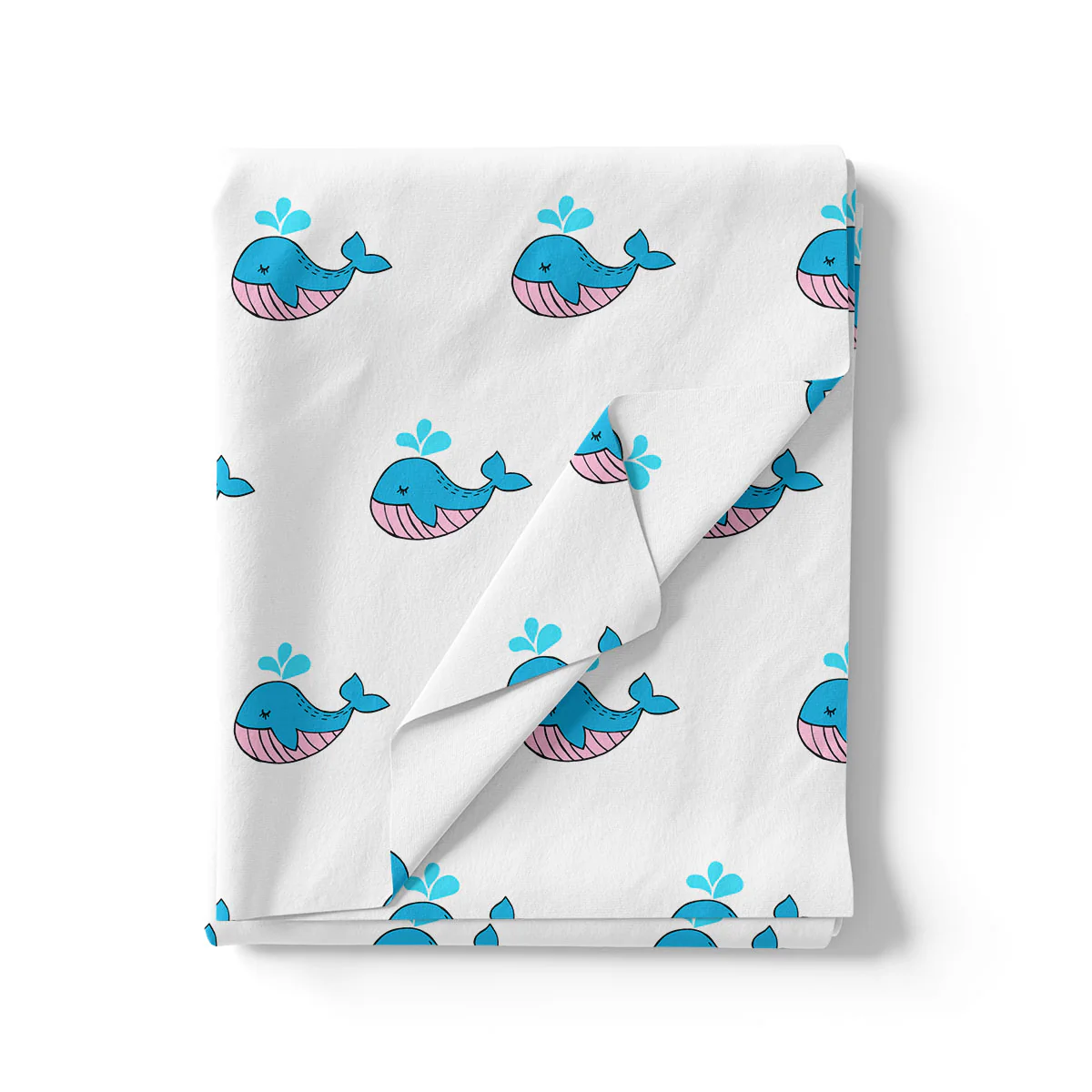 Blue and White Whale Print Muslin Fabric for Kids - Image 2
