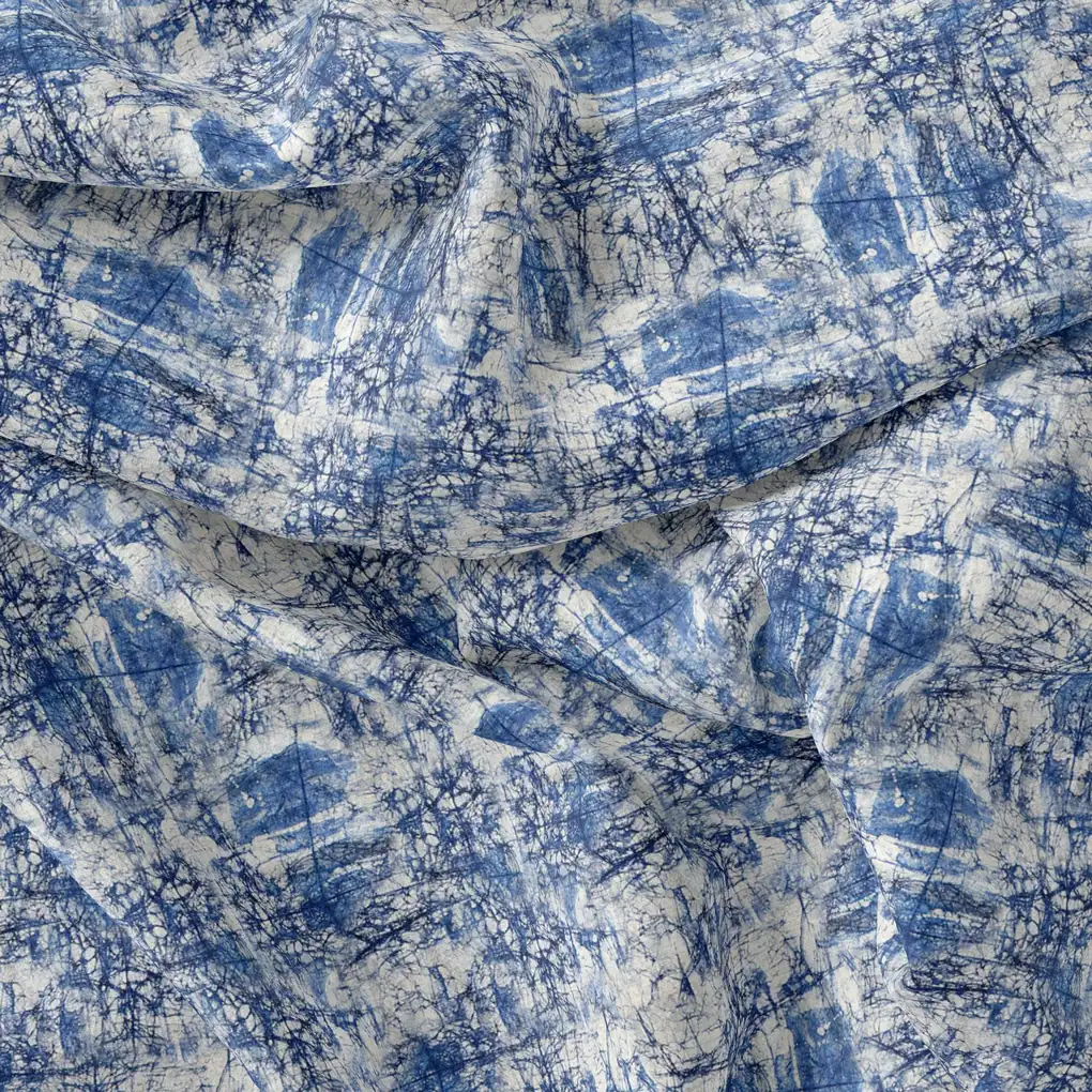Blue Artistic Abstract Digital Printed Fabric - Image 3