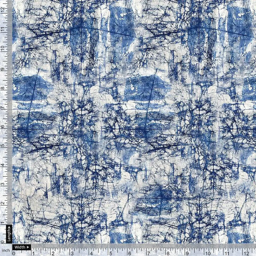 Blue Artistic Abstract Digital Printed Fabric - Image 4